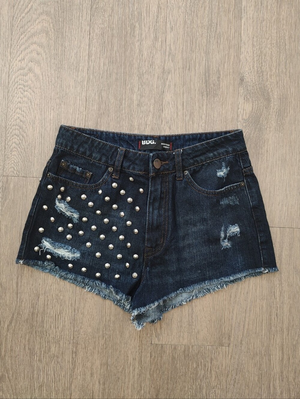 BDG High Rise Cheeky Studded Denim Cutoff Shorts Size 29